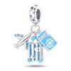 S925 Silver Airplane Travel Case Global Travel Series Charms Beads Fit Pan Bracelets DIY Fine Souvenir Jewelry