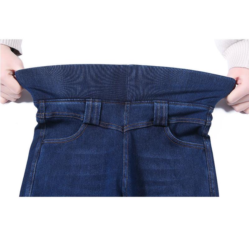 Джинсы больших размеров с высокой талией для женщин, осенние тонкие эластичные джинсовые брюки-карандаш с поясом с кисточками, узкие джинсы с эффектом пуш-ап, женские брюки