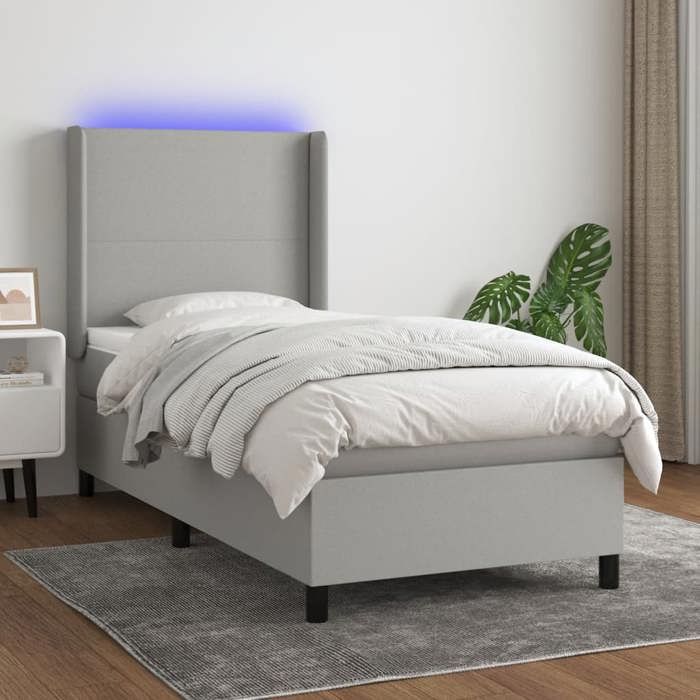 Maison Exclusive - Sommier à lattes de lit matelas LED Gris clair 100x200 cm Tissu