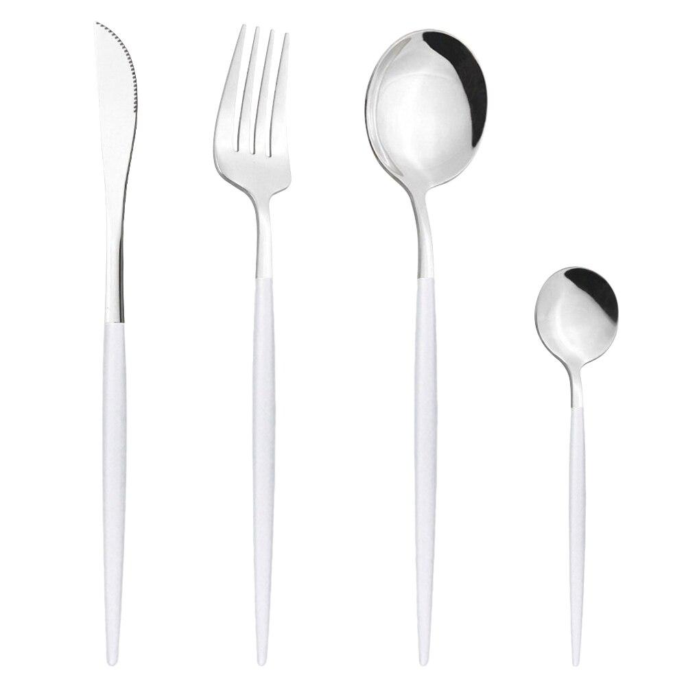 4Pcs Western Colorful Dinnerware Set Stainless Steel Cutlery Dinner Set Knife Fork Coffee Spoon Silverware Kitchen Tableware Set
