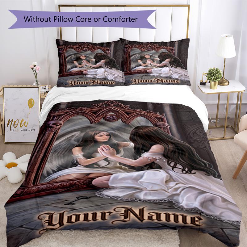 Gothic Illustrations Customize your name Bedding Set Breathable Duvet Cover with Pillowcases Home Decoration Birthday Gift