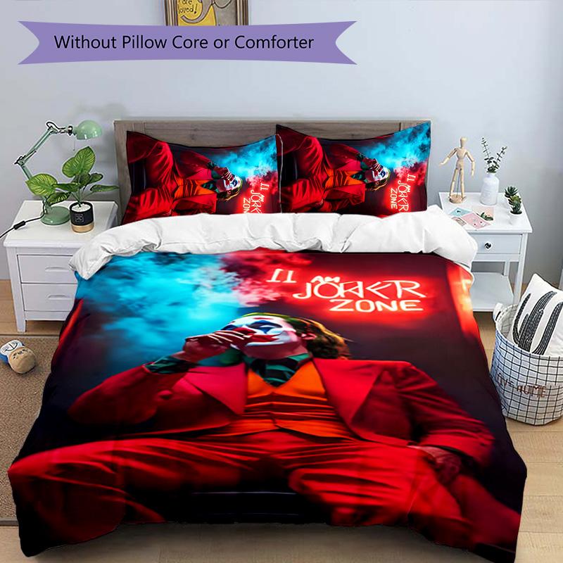 3pcs Joker character pattern bedding set duvet cover set includes duvet cover &pillowcases, perfect all season bedroom decoration & gift
