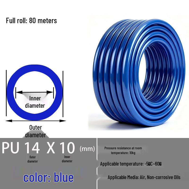 Explosion-Proof Transparent PU High-Pressure Pneumatic Air Hose for Air Compressor Pump, Sizes: 4/6/10/12/14/16mm (8*5)