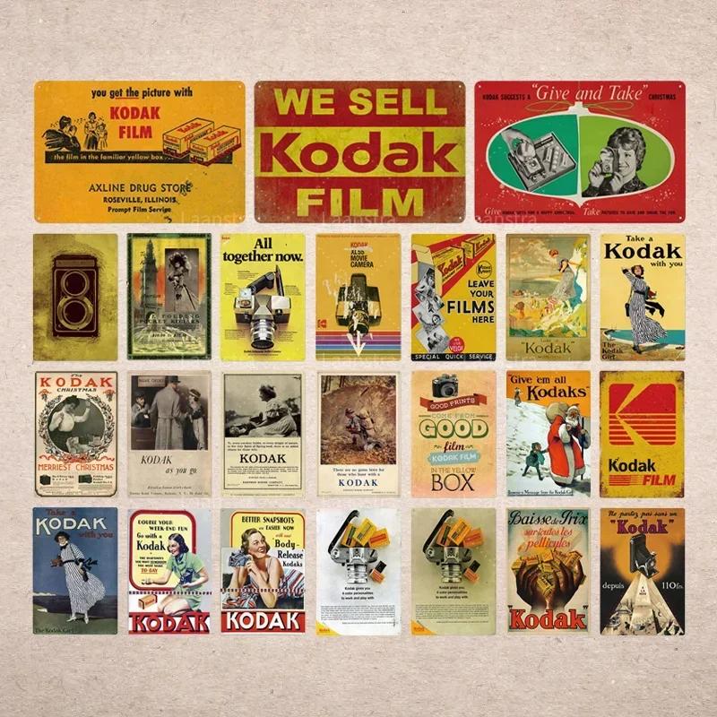 Металлический постер Пленочный фотоаппарат Kodak Все вместе сейчас Ретро Жестяные таблички Настенный декор Клуб Бар Жестяная картина Художественное украшение Постер