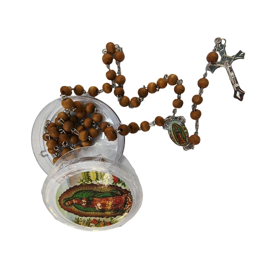 Католические молитвенные четки-ожерелье с деревянными бусинами, включают распятие и элегантную подарочную коробку, христианские религиозные для причастия