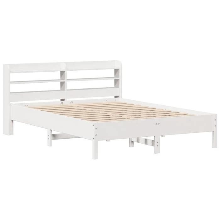 VidaXL Cadre de lit et tête de lit blanc 140x190 cm bois de pin massif, lit, meuble de chambre à coucher, lit en bois, lit 3306901