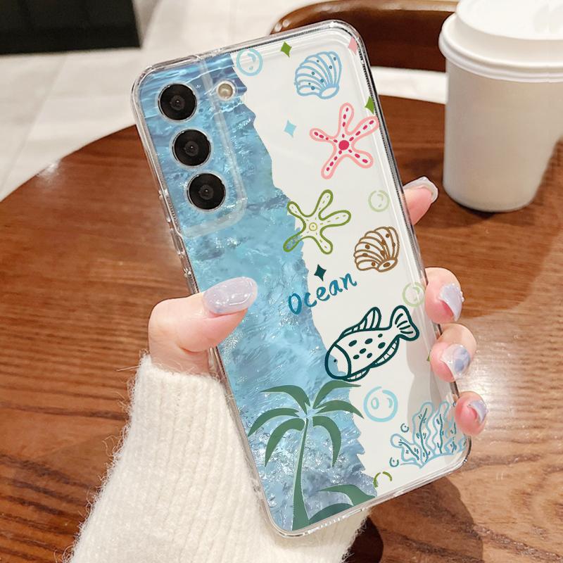 Чехол для телефона "Звездное море Дельфин Приключение" для Samsung S26 S25 Ultra S24 Plus S22 S23 S21 FE A54 A15 A35 A55 A16 A36 A56 A17 A37 A57 5G Прозрачный Мягкий Чехол