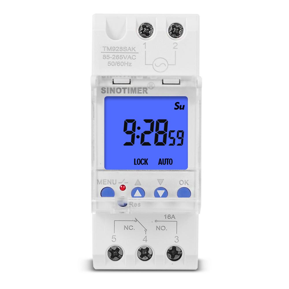 DIN Rail Weekly Programmable Timer Switch Time Relay with Backlit LCD AC 85-265V for Home 7 Days Programmable Timer