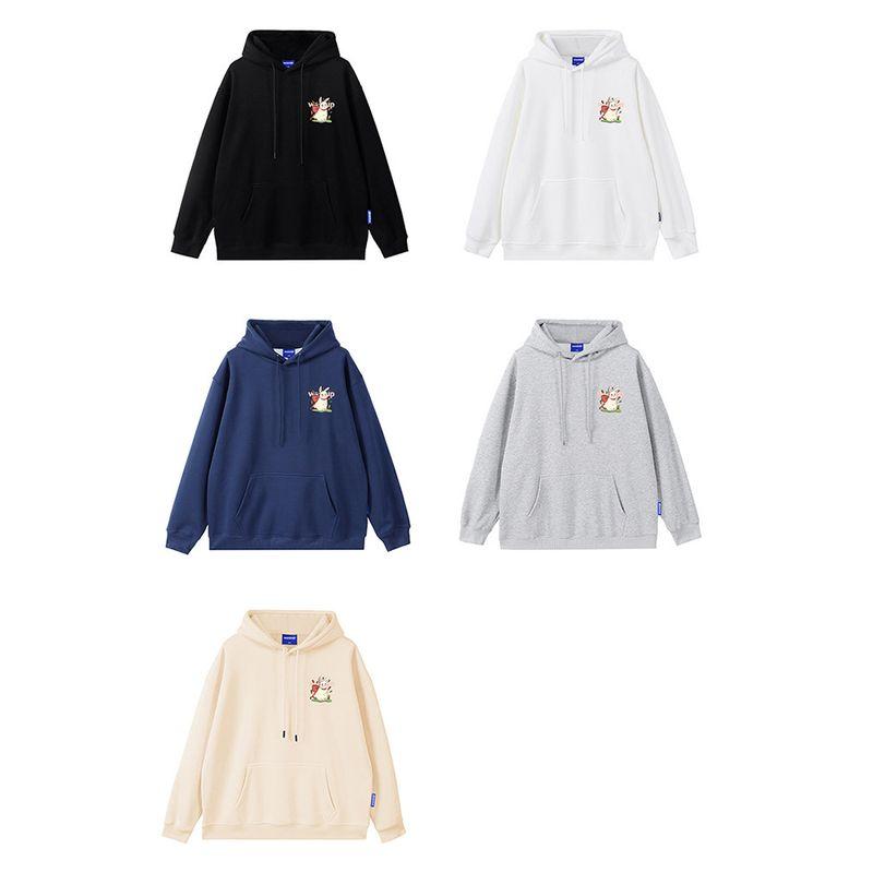 Wassup Rabbit Trendy Brand Hooded Sweatshirt for Men, New Autumn and Winter Loose Fit, Fleece-Lined, Couple Style Casual Top Jacket