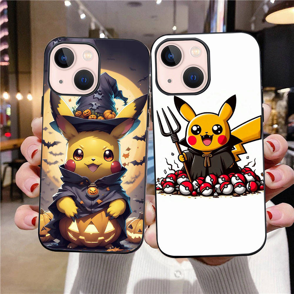 B-73 Pokemon Halloween Black Case for Redmi 10A 10C 12C 13C 9A 9C 9T A3X Note 10 9 9S 10S iPhone 11 12 13 14 15 16 X XS Pro Max Mini 7 8 Plus XR