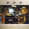 1 piece of retro garage car classic sports car industrial style background fabric personalized room wall stunning design