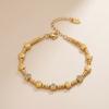 Zircon Star Beaded Bracelet Stainless Steel 18K Gold Plated 18cm Chain Length
