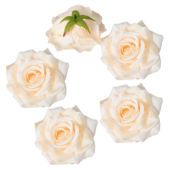 5 Pcs Artificial Rose Flower Heads Realistic Fake Silk Rose Head for Home DIY Flower Wall Wedding Party Birthday Baby Shower Decor