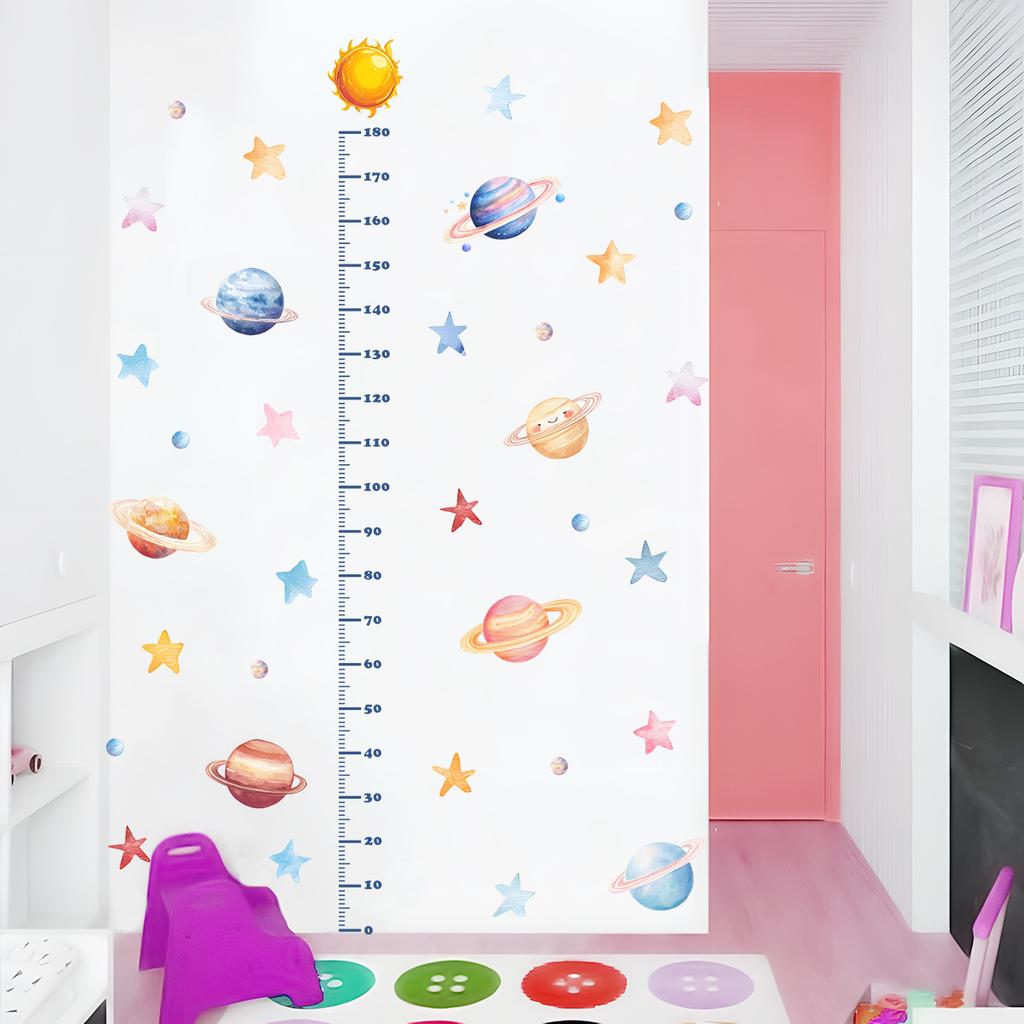 Мультяшная Космическая Планета Ростомер Наклейка на Стену Съемный Декор для Спальни Гостиной Детской Комнаты