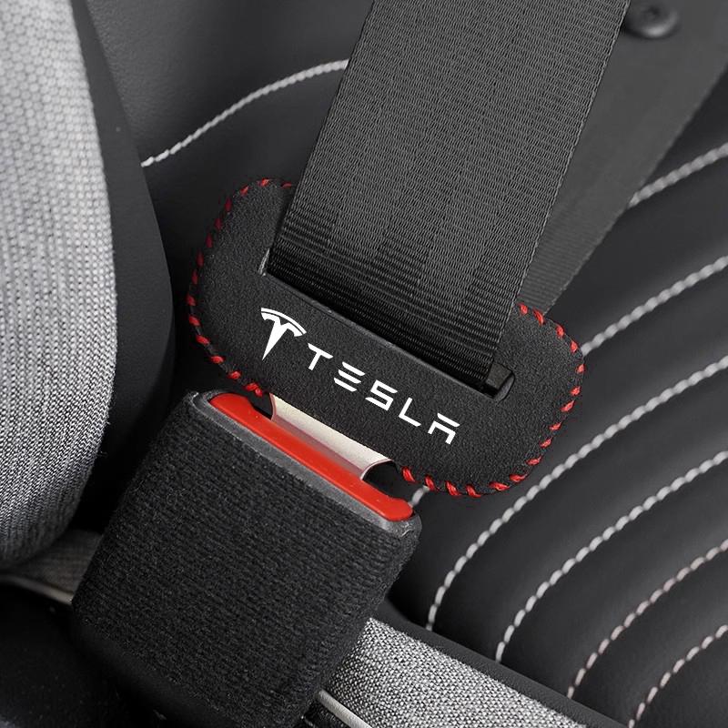 pwknb9 2Pcs Car Seat Safety Belt Buckle Cover Protective Accessories For Tesla Model-Y Model-3 Model-X Model-S Cybertruck Roadster