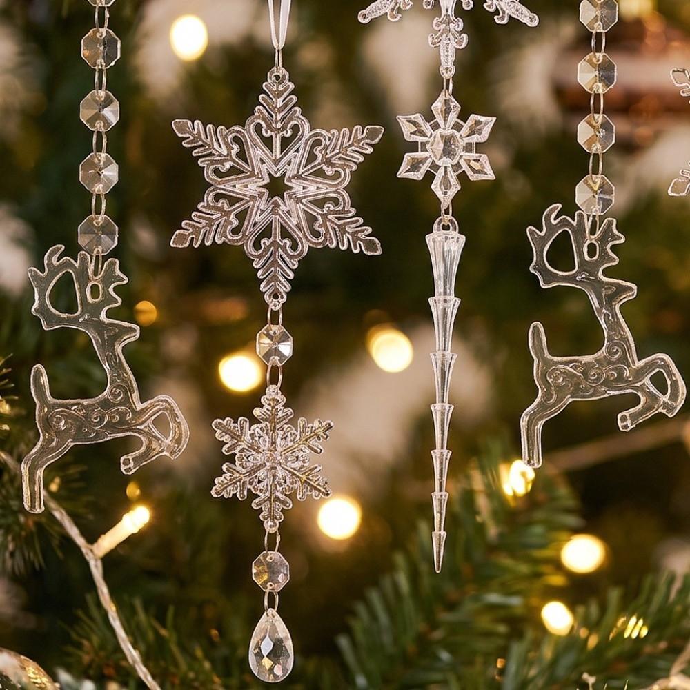 8Pcs Transparent Acrylic Christmas Tree Icicle Decor Icicle Decorations Pendant Holiday Party