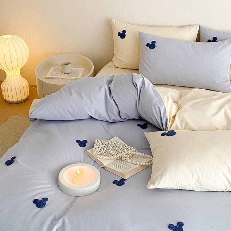 100% Чистый Хлопок Кровать Четыре предмета Простыня Пододеяльник Наволочка Приятный к коже и Дышащий Четыре сезона