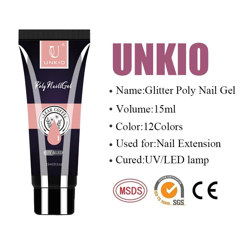 UNKIO Поли-набор для ногтей, УФ-светодиод, быстрое наращивание, наконечник-шпилька, двойной формы, наращивающий гель для ногтей, маникюрный набор, мини-набор для гель-лака