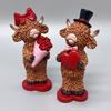 Valentine's Day Couple Highland Cow Figurine Holding Rose Love Heart Highland Cattle Resin Statue