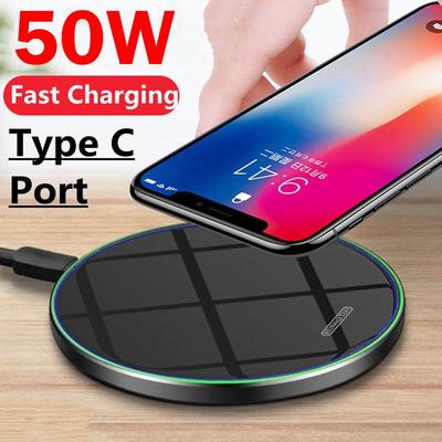 Беспроводное зарядное устройство Fast Qi мощностью 50 Вт для iPhone 14, 13, 12, 11 X 8, HUAWEI XIAOMI, панель для быстрой зарядки