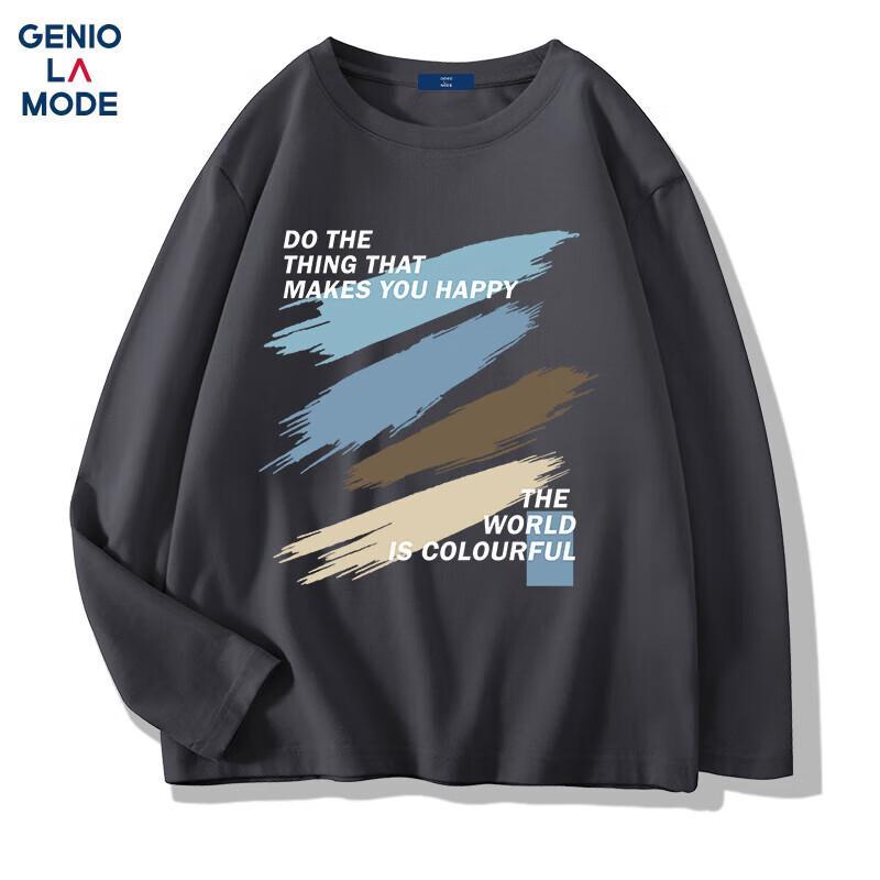 Мужская хлопковая футболка с длинным рукавом GENIOLAMODE, плотный хлопок