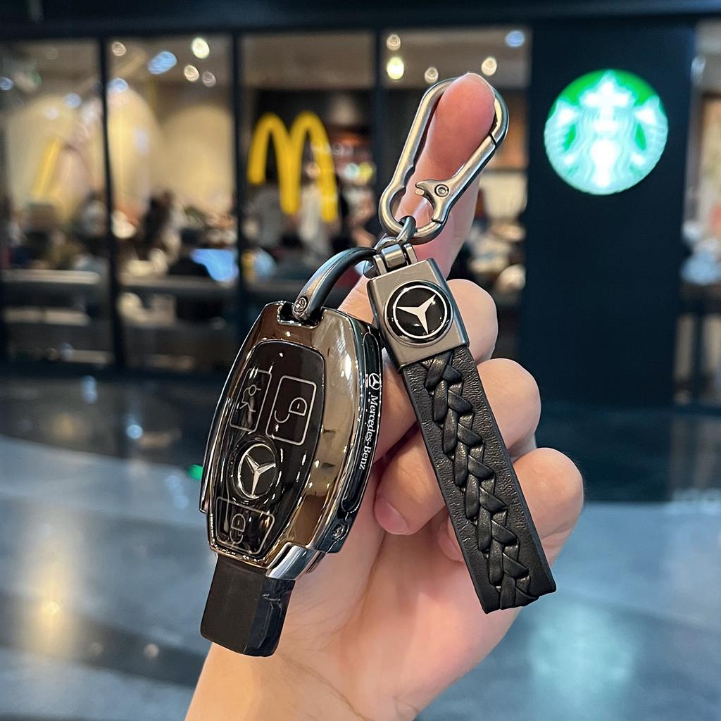 PZQ2   Car Key Bag Case Cover For Mercedes Benz 2023 2024 Glc300L Glc260L C260L C20 C Class Car Key Cover Suede Shell Protector Styling
