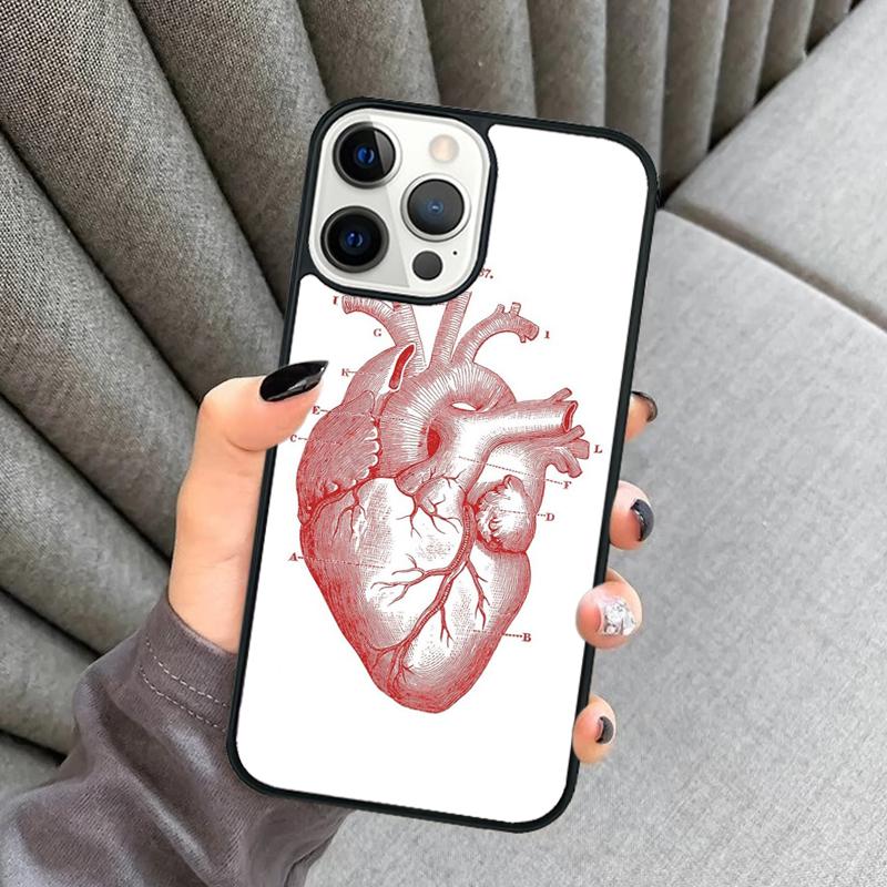 Чехол для телефона с анатомией человеческого сердца Для iPhone 17 Air 16 16e 15 13 14 Pro Max 11 12 Plus 2022 MAX Защитный чехол coque