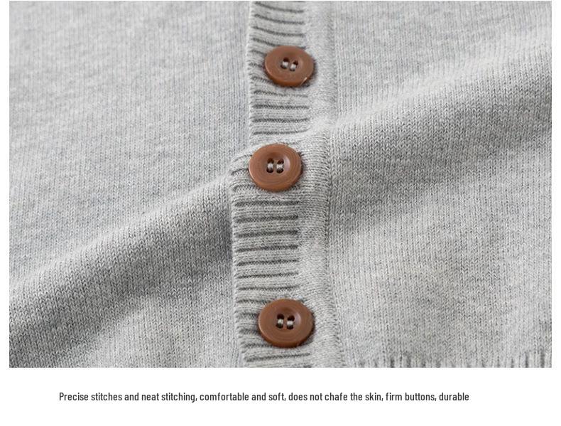 Детский вязаный кардиган с V-образным вырезом на весну и осень - Школьный стиль для мальчиков и девочек, хлопковая верхняя одежда