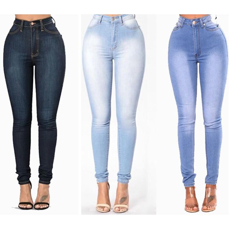 Womens High-Waisted Stretch Slim Fit Denim Jeans Pencil Pants Casual Office Wear