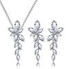 Luxury Fashion Zircon Copper 18k Gold Plated Pendant Necklace and Earrings Jewelry Set for Women