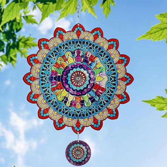 3D Animal Wind Spinner Decoration with Hook Indoor Outdoor Garden Yard Porch Colorful Turtle Butterfly Rooster Dragonfly Flower Wind Chime Hanging