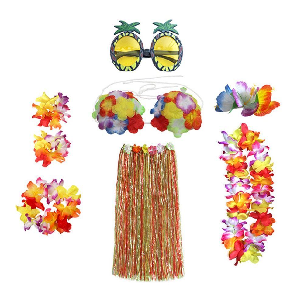 Гавайские принадлежности для вечеринки очки гирлянда ожерелье костюм повязка на голову гавайская хула юбка комплект маскарадный костюм