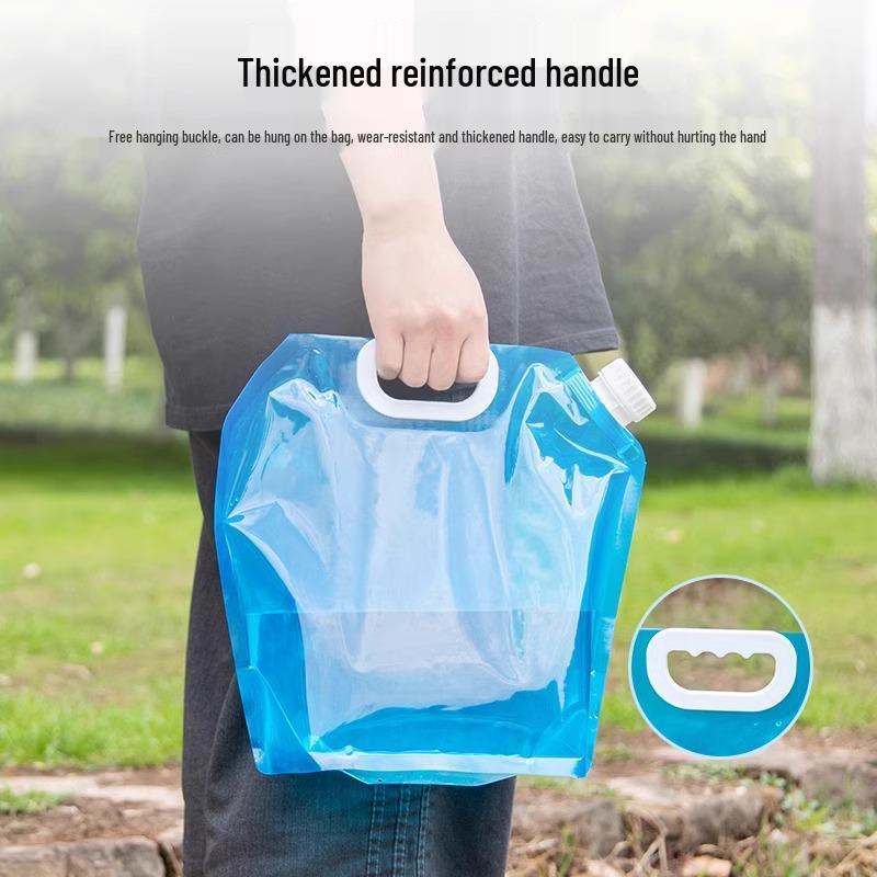 Portable Foldable Water Bag with Faucet - Large Capacity Handheld Bucket for Outdoor Camping & Travel Storage.