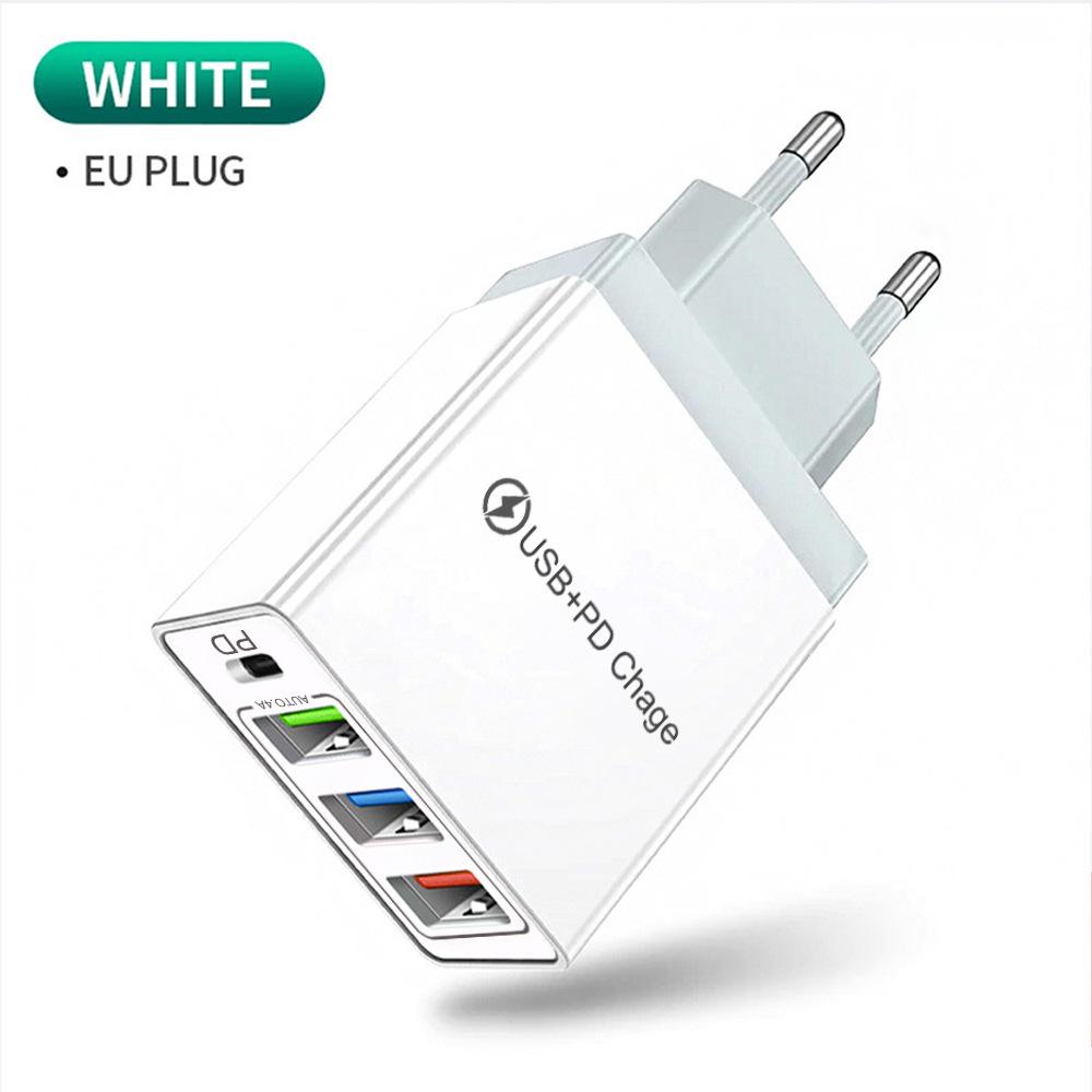 PD33W GaN QC3.0 Multi-Port Fast Charger, European Standard, 9V/12V Compatibility.