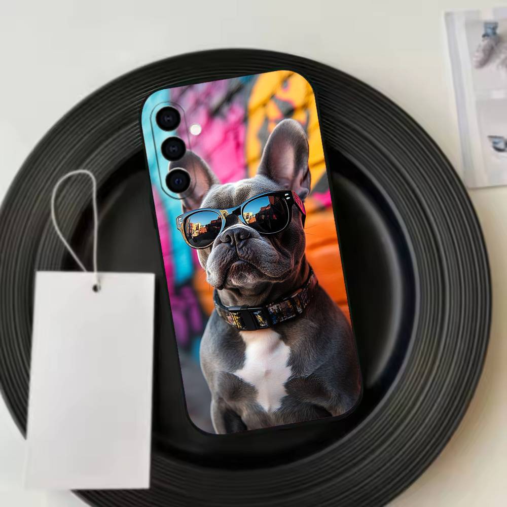 French Bulldog Dog Pet Phone Case For Samsung Galaxy A73,A72,A71,A70,A53,A52,A51,Soft Silicone Black Cover