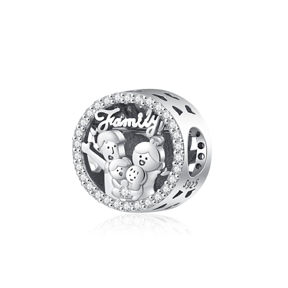 Семейный Шарм Fit Original Браслет Блестящая Бусина Diy Женские Украшения Подарок Медная Штучка Украшения Подарок на Вечеринку