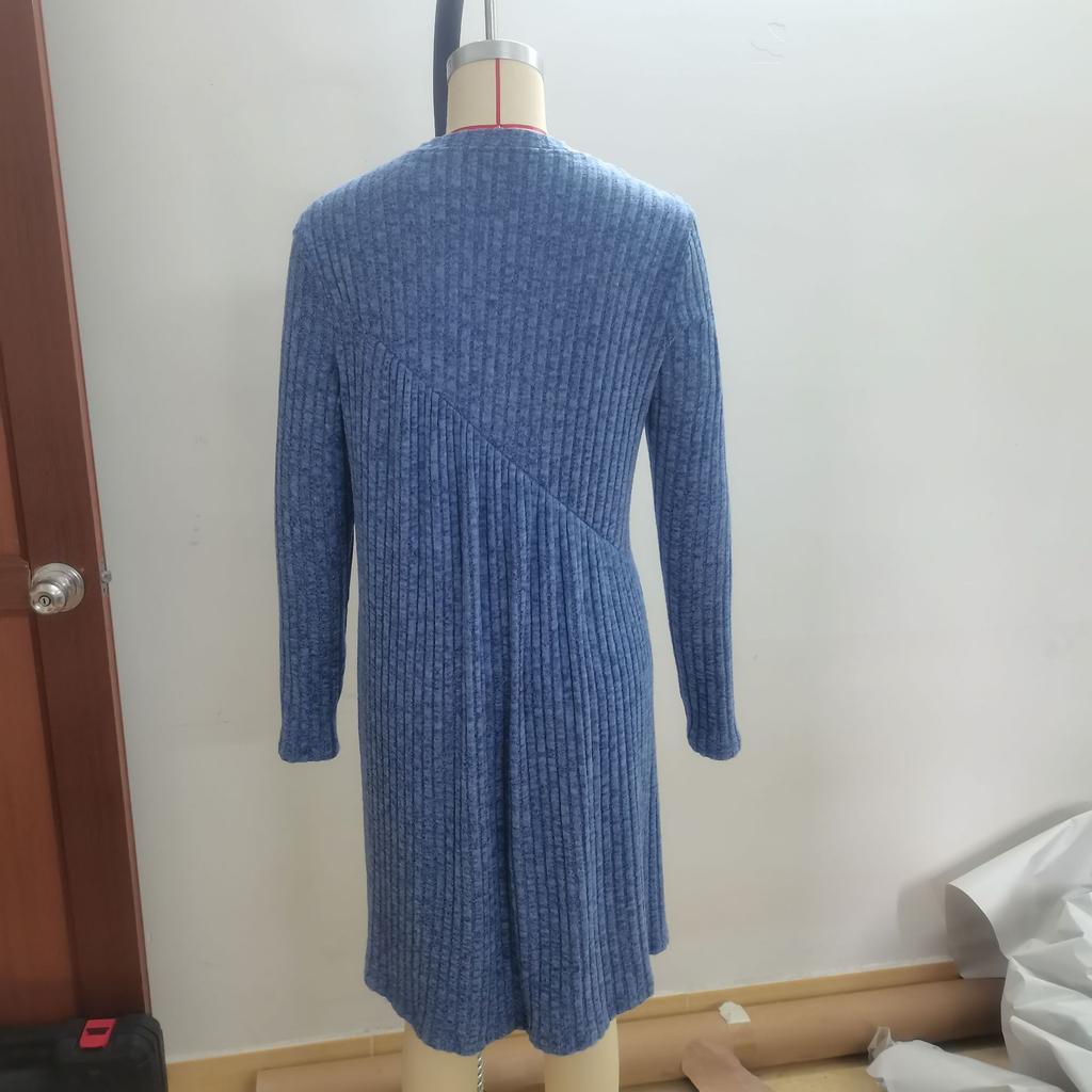 Осенне-зимние богемные платья для женщин с неровным подолом, из матовой ткани в рубчик и однотонной расцветки