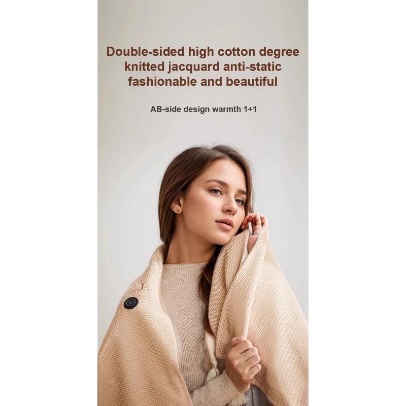 USB Charging Electric Heating Shawl - Carbon Fiber Heating, Washable Sofa Blanket