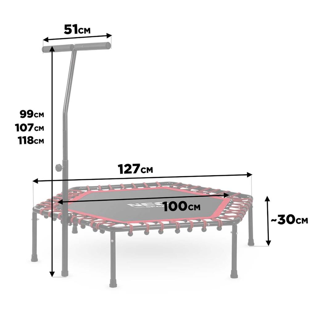 Neo-Sport Fitness Trampoline With Handle 127 Cm - Hexagonal Red