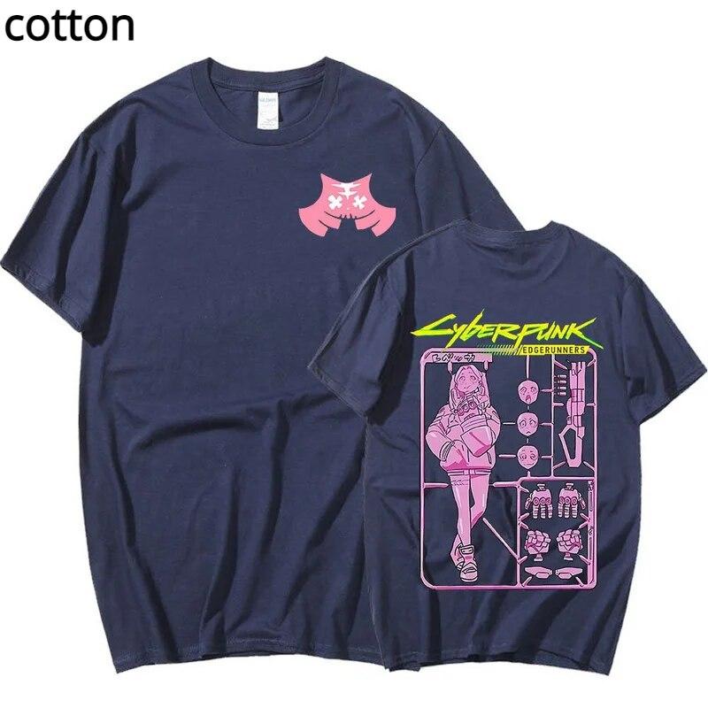 Футболка японского аниме Cyberpunk Edgerunners Rebecca Unisexga, футболка с короткими рукавами и рисунком, футболка большого размера, винтажные футболки, уличная одежда