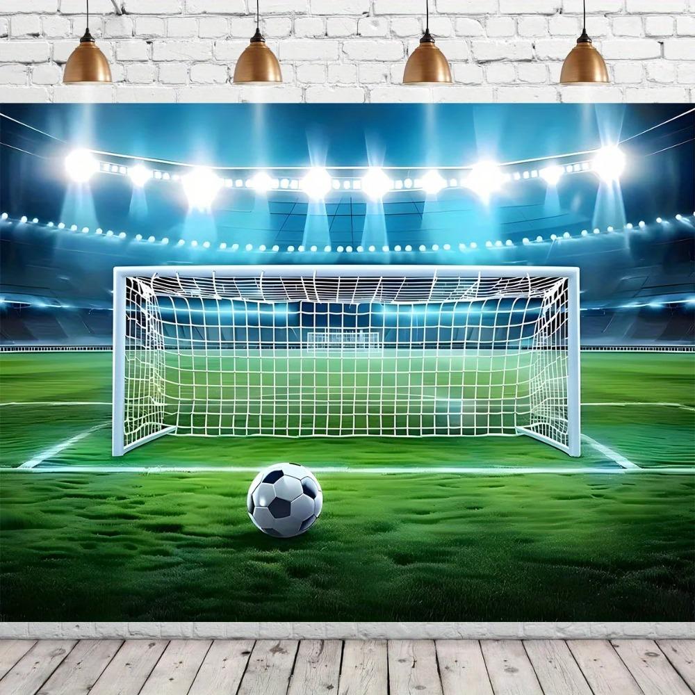 Vibrant Stadium Football Goalpost Banner Background Boys' and Children's Birthday Parties Home Decoration Photography Backdrop