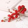 New Year Red Flower Festival Hairpins Women Barrettes Chinese Hanfu Hair Clips Duckbill Clips