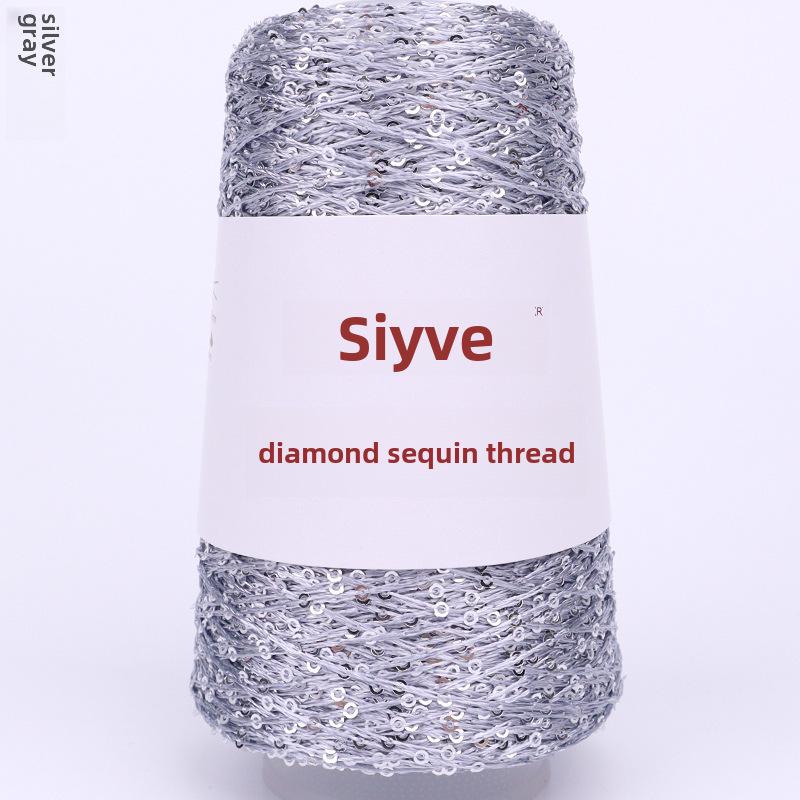 Пряжа с пайетками Siyue 2 мм - шерстяная пряжа ручной работы для проектов своими руками (100г)