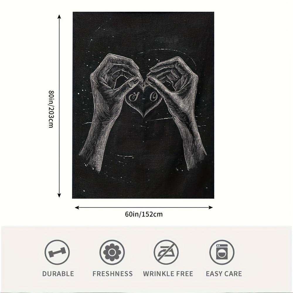 Extra Large Gothic Love Blanket 60x80 Inch - Dark Romance Heart Design, Super Soft & Cozy for Sofa or Camping, Machine Washable