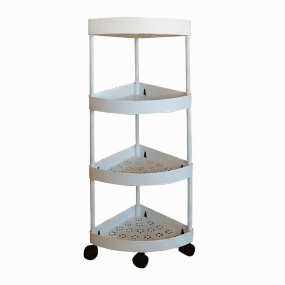 Multi-Tier Corner Storage Rack Large Capacity with Wheels Mobile Storage Rack Detachable Tiers Triangle Bathroom Storage Rack