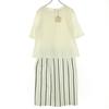 Unused Chez Toi Made In Japan Striped Pattern Short Sleeve Long Dress Women Used