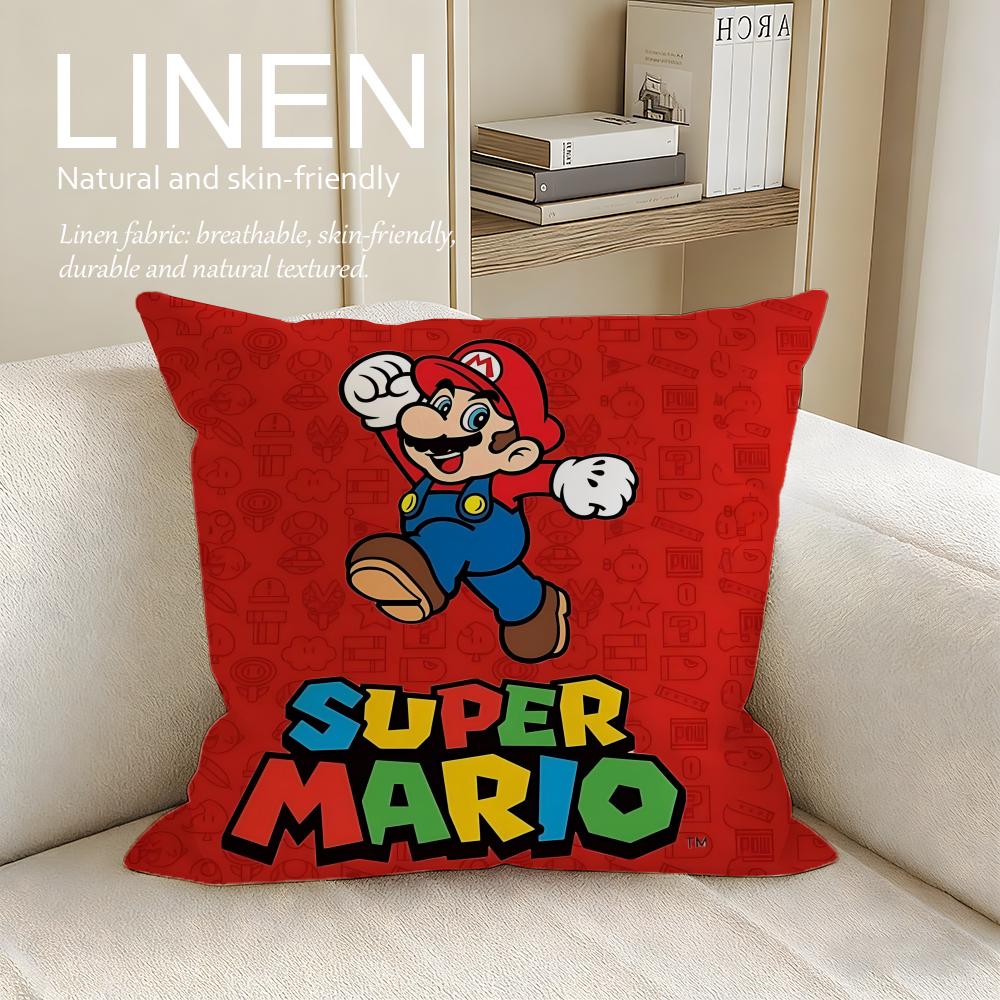 Cartoon Super Plumber Cushion Cover Pillowcase Set Pcs x x Breathable Washable Sofa Cushion Cover
