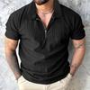 Мужская футболка с застежкой-молнией и лацканами, однотонная, с короткими рукавами, повседневная, свободная, летняя футболка для гольфа, уличной одежды, пляжа, путешествий