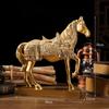 Golden Horse Statue Resin Animals Figure Nordic Abstract Ornaments Chinese Fenshui Figurines for Interior Room Home Decor