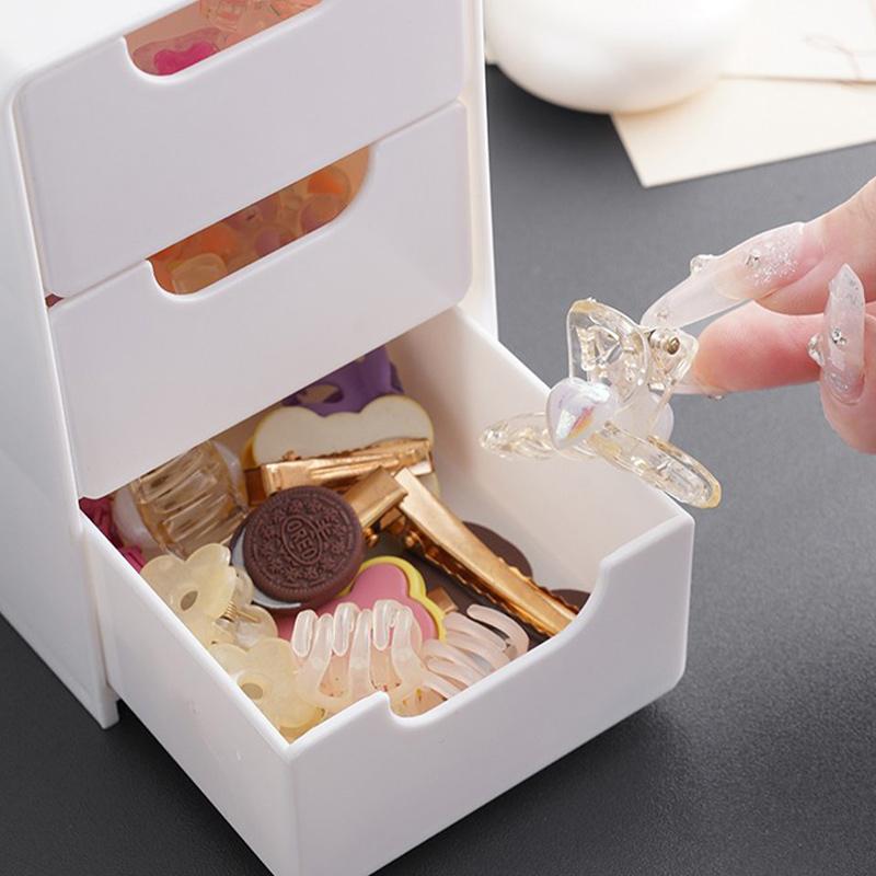 Мини 3-ярусный выдвижной настольный ящик для хранения, многоцелевой органайзер для украшений, канцелярских принадлежностей, косметики, кейс для офисных принадлежностей и мелочей